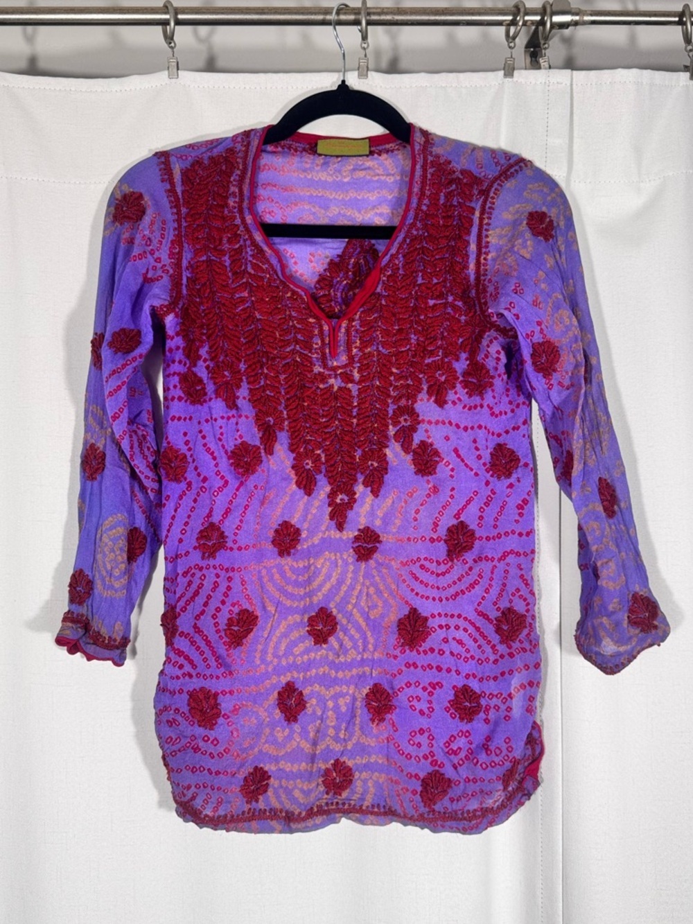 Serrahna Purple Sheer Embroidered Blouse